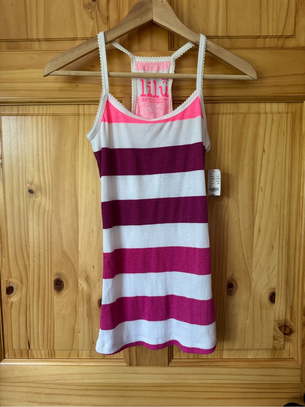 Vintage Y2K Lilu Pink & White Stripe Tank size medium